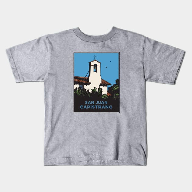 San Juan Capistrano Mission Kids T-Shirt by Retron